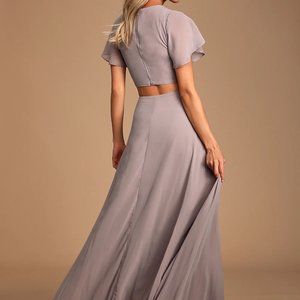 Lulu's Garden Bliss Cutout Maxi Dress in Dusty Lavender - NWT